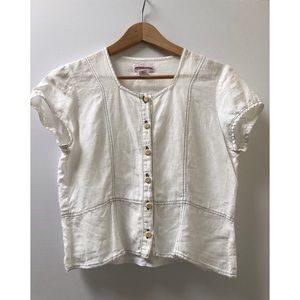 White Linen Button Down Blouse
